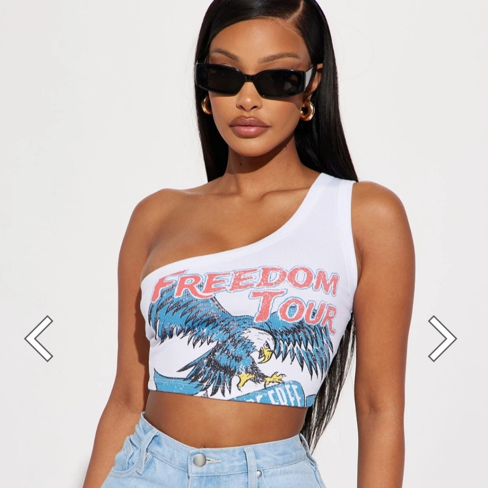 Freedom Tour cropped one shoulder top